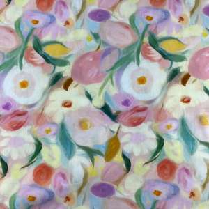 Patrón personalizado Algodón puro Tela de impresión digital Hazy Pintura al óleo Estilo Ropa para niños y tela de vestido de mujer - Product Image 5