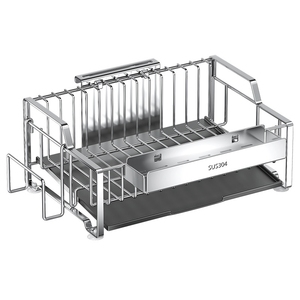 Égouttoir à vaisselle en acier inoxydable 304 avec plateau à couverts, égouttoir latéral pour évier, support de cuisine multifonctionnel avec <span class=keywords><strong>porte</strong></span>-couteaux - Product Image 6