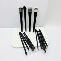 Ensemble de 15 pinceaux de maquillage noirs brillants, luxe, marque privée, pinceaux professionnels, support, logo personnalisé