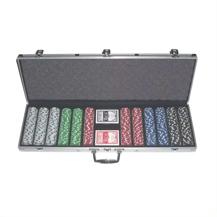 Fichas de juego caja de fichas de póquer y fichas de póquer de casino con caja de aluminio