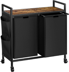 High Quality Large Pull-Out <b>Laundry</b> <b>Basket</b> with Double Compartments for Bathroom Clothes Storage - Product Image 2