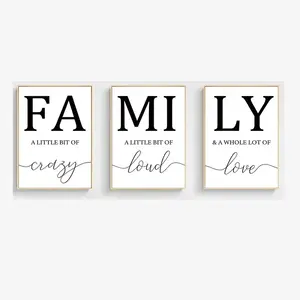 Temu Hot Sale Family English Triptych Canvas Painting Living Room Dining Room Bedroom Bathroom Wall Decorations