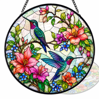 Attrape-soleil Colibri en vitrail, ornement suspendu pour fenêtre, 7,8 po x 6,4 po, design Art Déco écologique, pour mariage, Noël, intérieur