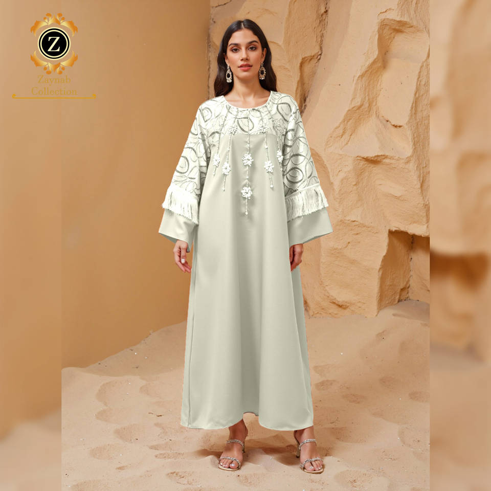 Dubai Jalabiya Floral Print Arabic Abaya for Women
