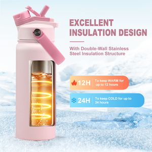 OEM Ceramic Inner 18oz <strong>Insulated</strong> Drink Water Bottle for Kids Children Stainless Steel Flask with Straw Lid for School <strong>Lunch</strong> <strong>Box</strong> - Product Image 3