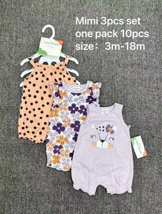 Paquete de <span class=keywords><strong>3</strong></span> Mamelucos de Verano de Manga Corta 3M/6M/9M/12M/18 Meses Mamelucos de Manga Corta y Sin Mangas - Product Image 3