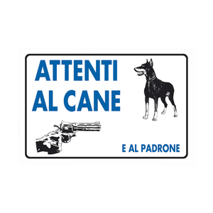 Panneau décoratif 20x30 cm 'Méfiez-vous du chien et du propriétaire' - Product Image 1