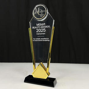 Trofeo <span class=keywords><strong>de</strong></span> Cristal Personalizado con Corona Grabada para Premios <span class=keywords><strong>de</strong></span> Equipo, con Círculo Redondo - Product Image 2