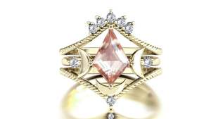 Anillo de Compromiso de Plata de Ley 925 Natural con Morganita en Forma de Cometa 'Luna de Mi Vida' para Mujer - Product Image 6