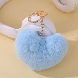 Wholesale Plush Heart Keychain Fluffy Pom Pom Keychain Faux Fur Ball Keyring <b>Bag</b> Charm Pendant Accessories for Women Girls - Product Image 5