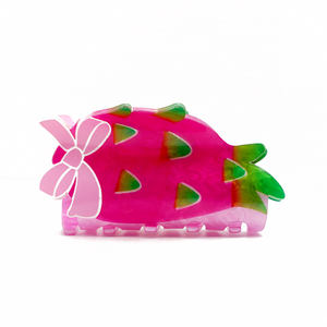 Clips en acrylique à fruits imprimés UV de style européen et américain, accessoires de cheveux rétro mignons pour femmes, vente en gros personnalisée. - Product Image 3