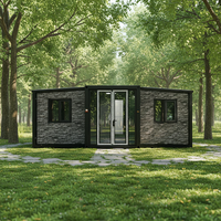 Maison conteneur préfabriquée en acier moderne, extensible, 20/40 pieds, mobile, avec salle de bain complète, cuisine, étanche, solaire, entrepôt/villa