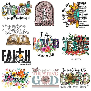 81 styles de patchs de transfert DTF religieux chrétiens, impression DTF Plastisol, 'Dieu est mon <span class=keywords><strong>refuge</strong></span>', autocollant de transfert thermique, patch thermocollant - Product Image 2