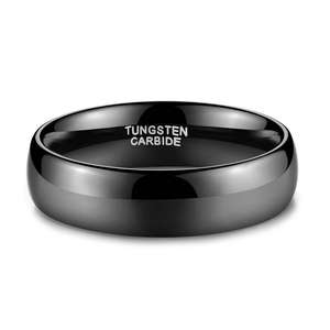 Comfort Fit Klassieke trouwring Wolfraamcarbide Koepelvormige hoogglans belofte ringen Mannen Vrouwen Trendy zwart vergulde mode-sieraden - Product Image 3