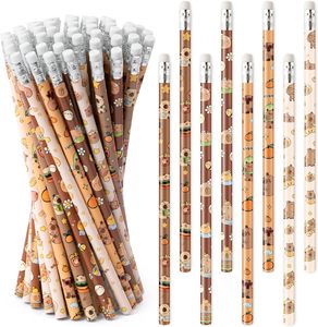 Ensemble de crayons en bois mignons à thème de dessins animés pour les élèves du primaire, crayons à dessin sans plomb avec gomme - Product Image 1