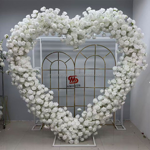 Prix usine Proposition Décor Rose Blanc Grand Coeur En Forme De Soie Faux Fleur Runner Arrangement Arche Artificielle Rose Coeur Fleurs - Product Image 5