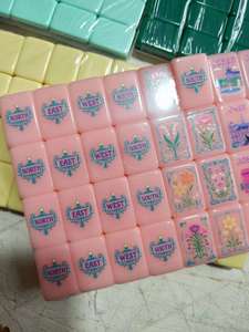 Jeu de Mahjong américain en acrylique rose pêche avec <span class=keywords><strong>Joker</strong></span> inclus pour les jeux en famille et entre amis, ensemble complet exquis pour les amateurs de jeux pour adultes - Product Image 2
