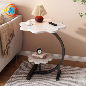 Nordic Style Light Luxury Modern Bedside & Living Room <b>Coffee</b> <b>Table</b> with Storage Metal Frame and Slate Top - Product Image 3