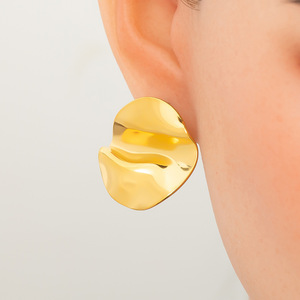 Fashion <b>Stud</b> Earrings Geometric Shape Electroplated 18K Gold <b>Titanium</b> Steel For Women Accessories - Product Image 3