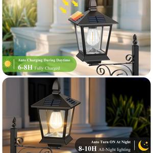 Lámpara de Pie 2 <span class=keywords><strong>en</strong></span> 1 con Maceta de Flores Estilo Pastoral para Exteriores, Lámpara Decorativa Solar Impermeable para Jardín, <span class=keywords><strong>Terraza</strong></span>, Porche, Luz Blanca Cálida - Product Image 3