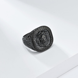 Trendy yunnique style punk lion head <b>titanium</b> steel <b>ring</b> for men, exuding a domineering hip-hop charm. - Product Image 4