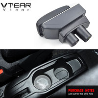 Vtear Accoudoir avant de voiture en ABS et cuir PU avec chargeur USB, porte-gobelet et boîte de rangement centrale, accessoires intérieurs pour Citroën C-Elysée 2022
