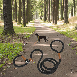 Tali Slip kepang latihan anjing tanpa tarik, tali timbal tugas berat ramah lingkungan sederhana poliester padat unik - Product Image 6