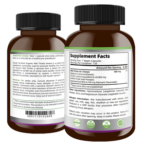 Wholesale Milk Thistle Supplement Manufacturer Extra Strength to Silymarin for <b>Liver</b> Support 120 Milk Thistle <b>Capsules</b> - Product Image 6