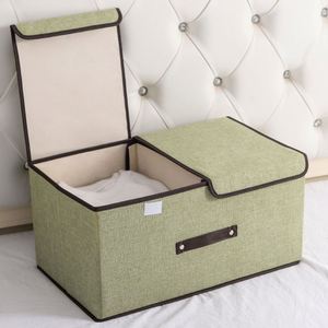 Fabric Storage <b>Bins</b> Cube High Quality Linen Foldable Storage Box Organizer with <b>Lids</b> and Handles - Product Image 4
