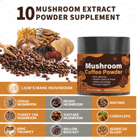 Poudre de café aux champignons fonctionnels de marque privée, poudre végétale avec probiotiques de champignons pour favoriser le soutien digestif et la santé intestinale