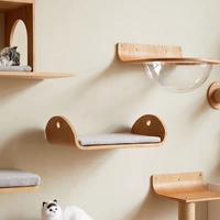 Hamac mural moderne en bois massif pour chat, lit suspendu pour chat, fournitures pour animaux de compagnie, lit mural élégant pour chat, style hamac