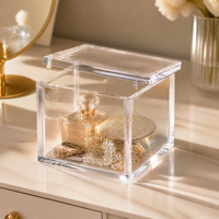 Boîte de rangement en acrylique de luxe OEM d'usine, haute transparence, anti-poussière, pour bureau, bijoux, cadeaux, avec couvercle