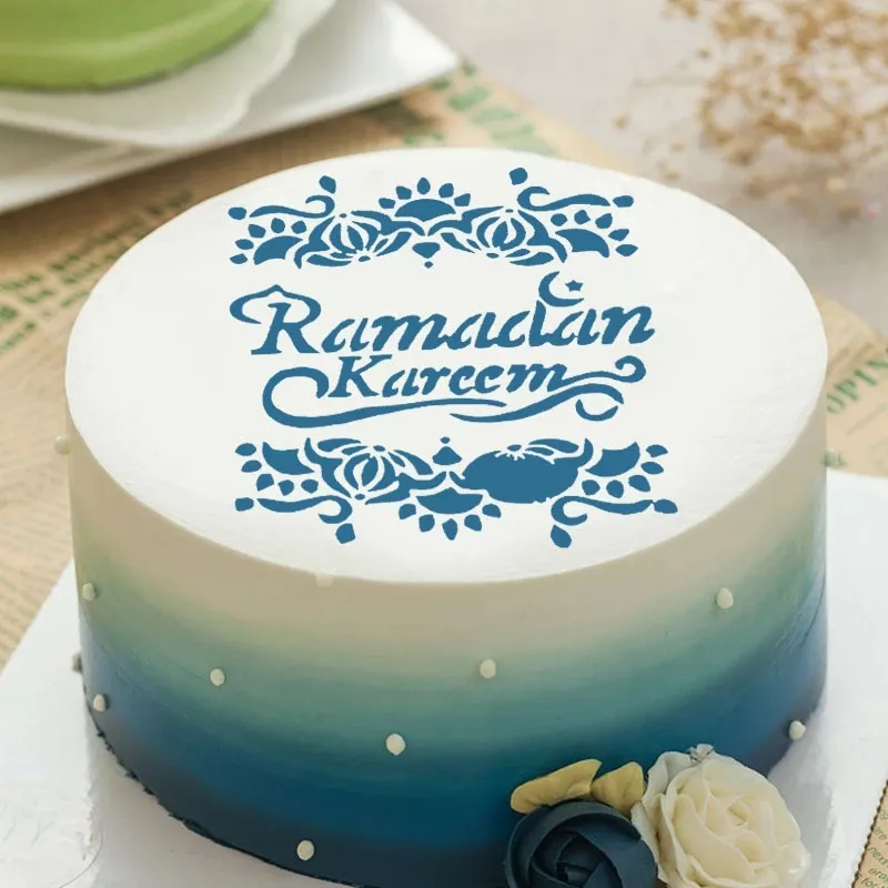 Eid mubarak molde para decoração de bolo, molde para impressão de bolo de ramadão, estêncil diy, ferramentas de decoração de bolo