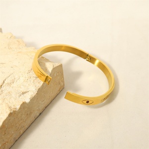 High End Jewelry Stainless Steel rainbow Zircon Charm Evil Eye <b>Bangles</b> <b>Bracelets</b> for Women - Product Image 3