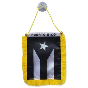 Puerto Rico Black Flag Decor - Hanging Boricua Home & Car Accessory Combo