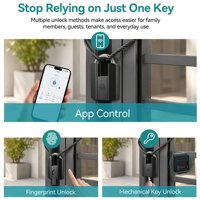 Sinovo - Cadenas intelligent à empreintes digitales de grande capacité, type automatique, étanche, avec batterie intégrée pour l'extérieur