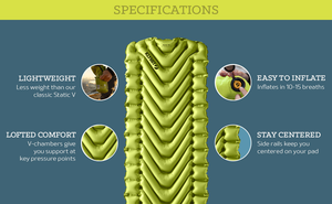 Matelas de couchage gonflable Static V2 |   Lit d'air portable, ultraléger, facile à gonfler, pliable pour le camping, la randonnée et la marche à pied - Product Image 5