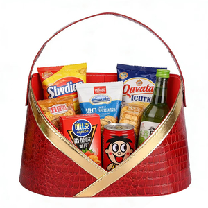 Grand panier à fruits de style chinois avec poignées en cuir, <span class=keywords><strong>cadeau</strong></span> de Noël, sac de rangement, souvenir, origine Guangzhou - Product Image 1