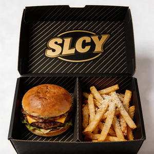 Boîte en papier kraft jetable, écologique, de qualité alimentaire, résistante à la graisse, pour les restaurants, les plats à emporter, les hamburgers, les poulets frits, les déjeuners, la restauration rapide - Product Image 4