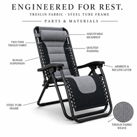 Chaise longue zéro gravité pliable et rembourrée, avec appui-tête réglable, idéale pour la plage, la terrasse, le jardin, le camping, la piscine et les loisirs en plein air