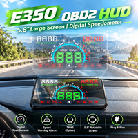 E350 OBD2 Affichage Tête Haute (HUD) pour Voiture, Écran Rotatif 5,8 pouces, Compteur de Vitesse Numérique, Alarme d'Avertissement de Vitesse, Plug-and-Play, TPMS Automobile