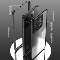Étui de téléphone portable 5G Redmi Note 13 Pro Plus en acrylique transparent magnétique antichoc, design professionnel, finition mate, métal élastique