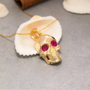 שרשרת תליון גולגולת שרשרת פאנק 316l נירוסטה pvd 18k מצופה תכשיטים קריסטל גותי שרשרת הגולגולת גותי - Product Image 5