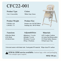 Nouvelle chaise haute pliable en plastique réglable pour bébés et enfants, vente en gros d'usine