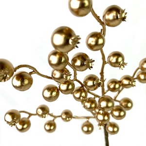 Bán Buôn Kim Loại Vàng Berry Chi Nhánh Cây Giáng Sinh Trang Trí Nội Thất Hoa Phun Picks Với Quả Dâu Vàng Trái Cây Nhân Tạo Cho Halloween - Product Image 3