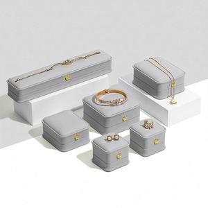 Custom Logo Pu Leather Rounded Corner Package Ring Necklace Jewelry Packaging <b>Box</b> - Product Image 1