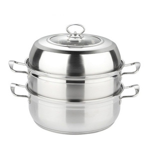 Olla para sopa de acero inoxidable de doble capa con tapa, vaporera multifuncional para cocinar y servir - Product Image 4