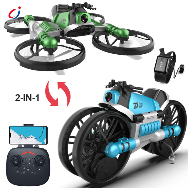Chengji New Rc Foldable Motorcycles Toy Drone Quadcopter Toy Deformation Watch Gravity Sensor 2 in 1 Motorcycle Folding Drone