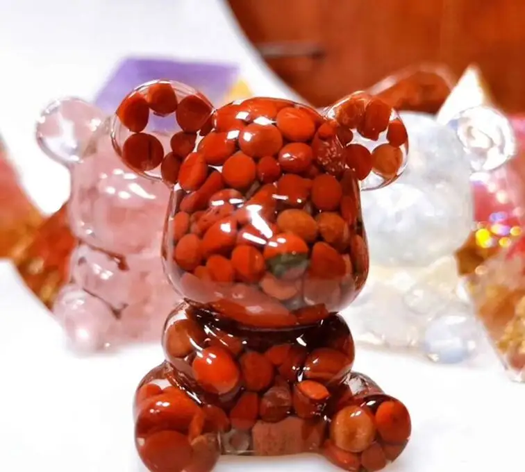 Đá Tinh Thể Tự Nhiên Chips Amethyst Malachite Rose Quartz Resin Animal Cartoon Ornament, Chakra Quartz Chữa Bệnh Dân Gian Craft Jewel