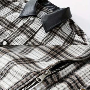 Veste à carreaux noire et blanche pour homme - Col et poches élégants, adaptée à l'automne et à l'hiver, décontractée et streetwear - Product Image 3